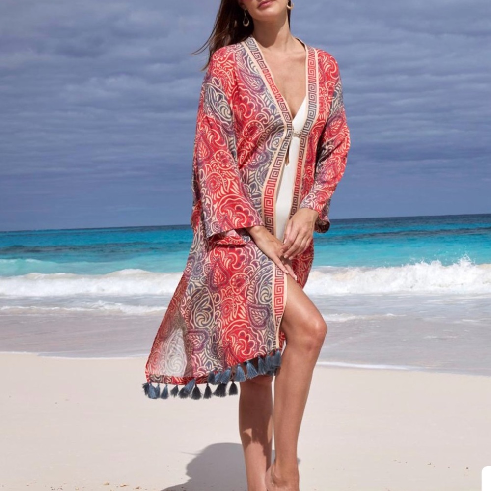 Like New Patricia Nash Ruana Cover-Up with Tassels, One Size - Picture 3 of 5